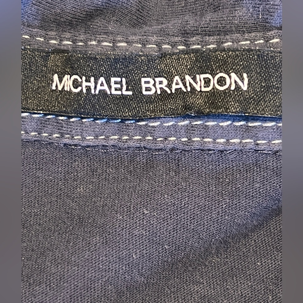 Michael Brandon Navy Blue Collared Short Sleeve Shirt For Men.‎ Size Medium - Picture 6 of 6